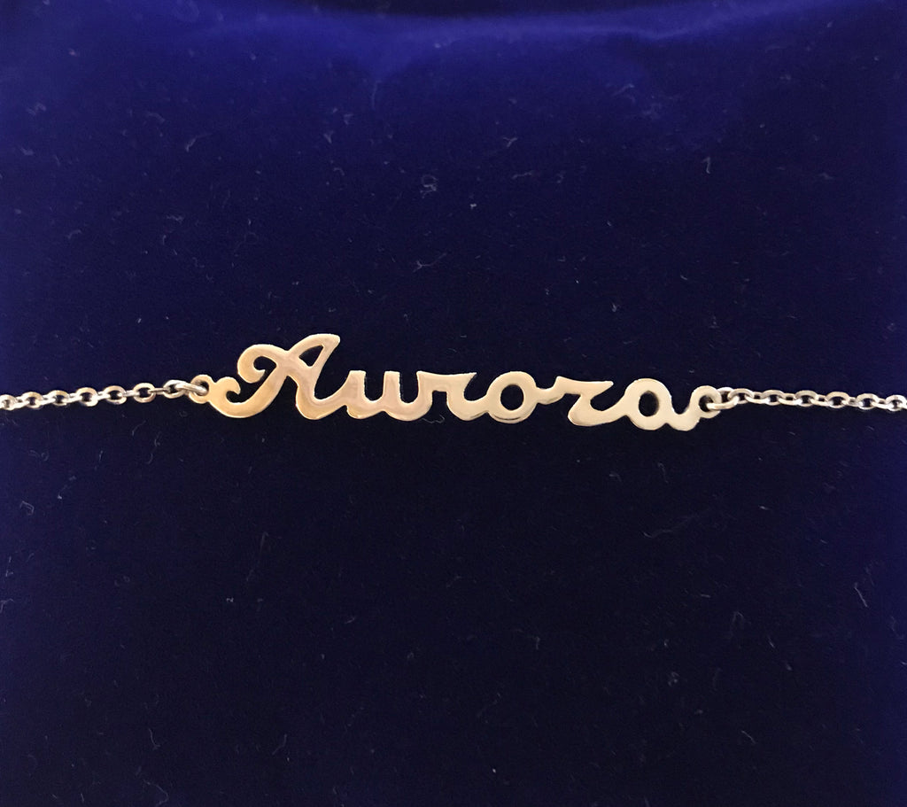 Bracciale in oro bianco con nome