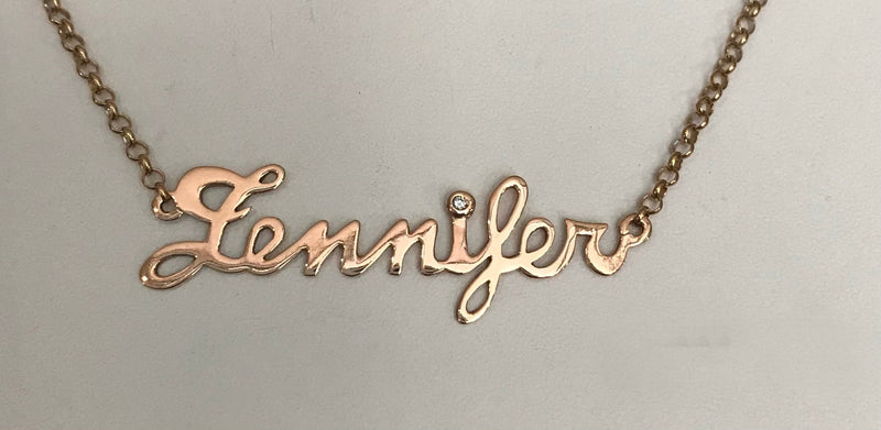 Collana in argento rosè con cubic zirconia personalizzata con nome