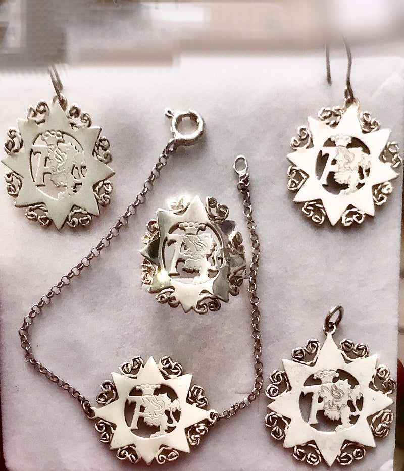Parure in argento ciondolo,orecchini,bracciale ed anello “La Presentosa di Atessa”